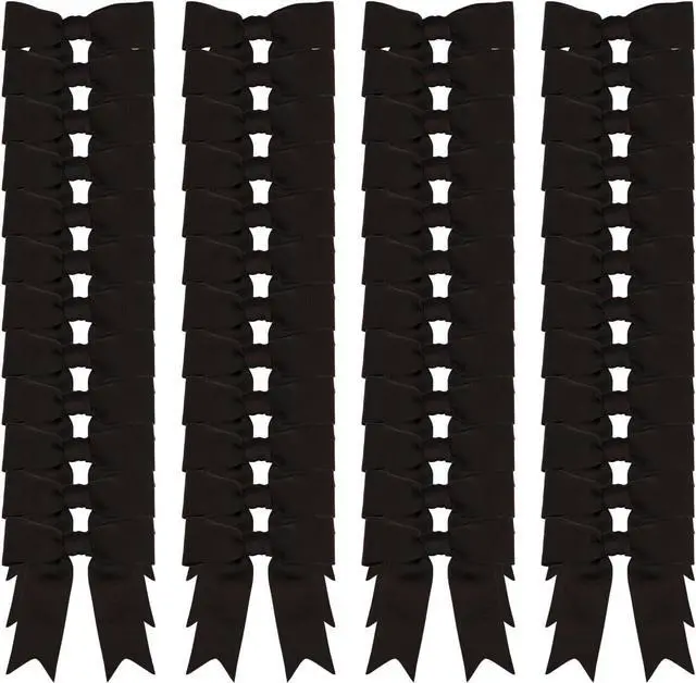 Main image of Meseey 50 Pcs 3 Inches Black Grosgrain Ribbon Twist Tie Bow Pretied Premade Craft Bows for Treat Bags Gift Wrapping Basket Wedding Baby Shower Brithday Valentine's Day Christmas Party
