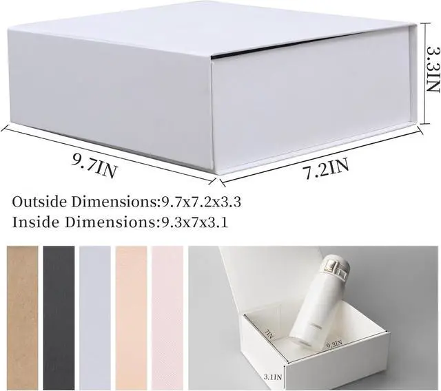 Alt view image 2 of 7 - Rsgift White Gift Box with Lids,9.7x7.2x3.3 Inch Gift Boxes for Presents,Magnetic Closure boxes for Wedding,Birthday,Graduation Packaging