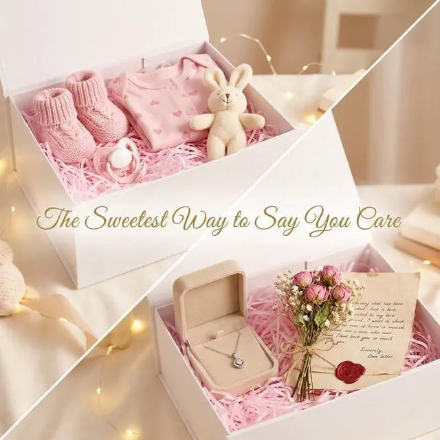 Alt view image 4 of 7 - Rsgift White Gift Box with Lids,9.7x7.2x3.3 Inch Gift Boxes for Presents,Magnetic Closure boxes for Wedding,Birthday,Graduation Packaging