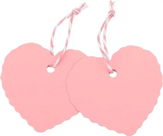 Main image of jijAcraft 100Pcs Pink Gift Tags, Heart Paper Tags with String, 2.2 x 2.4Inch Blank Mothers Day Tag, Party Favors Hangtag, Gift Wrapping Tag for Birthday, Baby Shower, Wedding