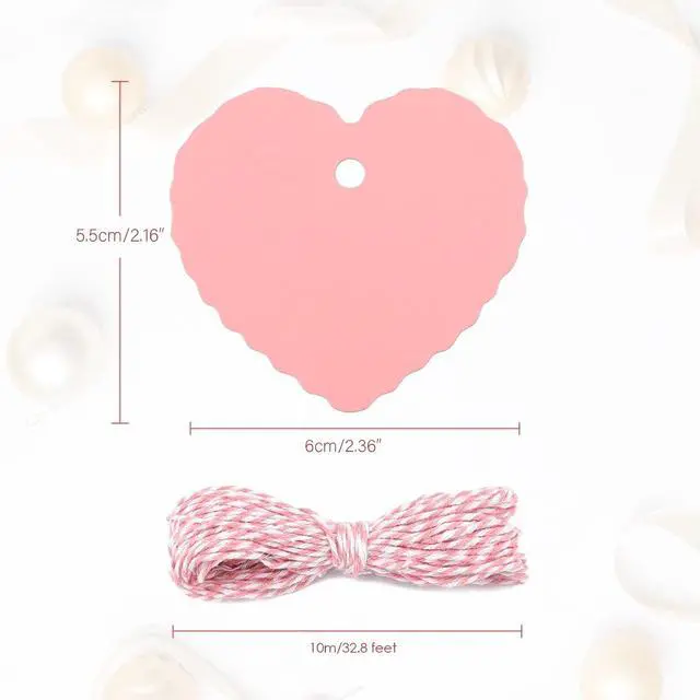 Alt view image 2 of 5 - jijAcraft 100Pcs Pink Gift Tags, Heart Paper Tags with String, 2.2 x 2.4Inch Blank Mothers Day Tag, Party Favors Hangtag, Gift Wrapping Tag for Birthday, Baby Shower, Wedding