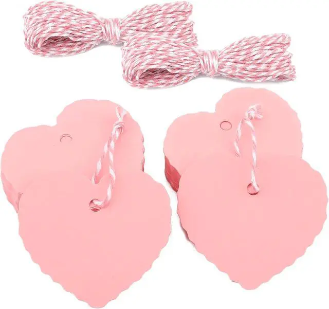 Alt view image 3 of 5 - jijAcraft 100Pcs Pink Gift Tags, Heart Paper Tags with String, 2.2 x 2.4Inch Blank Mothers Day Tag, Party Favors Hangtag, Gift Wrapping Tag for Birthday, Baby Shower, Wedding