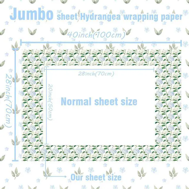 Alt view image 2 of 7 - Adurself 28 x 40 In Hydrangea Wrapping Paper -Not Roll- Pink Blue Vintage Flower & Plaid Assorted Design, Folded Flat Floral Gift Wrap Paper - 6 Jumbo Sheets for Birthday Wedding Baby Shower Gifts