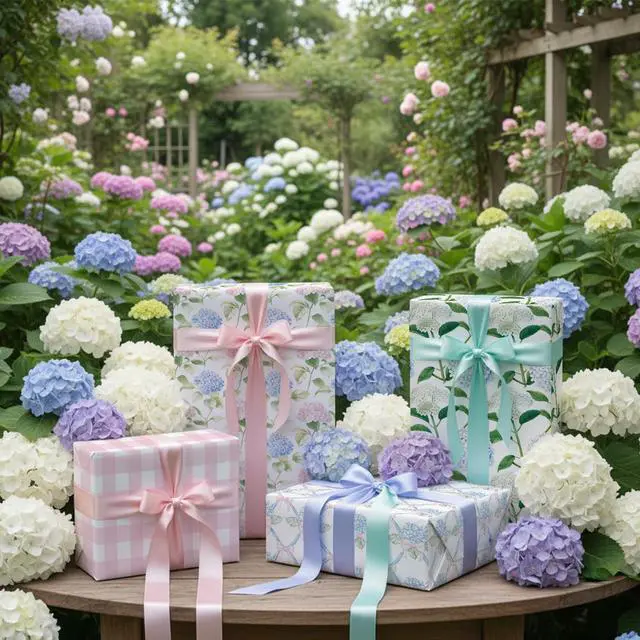 Alt view image 5 of 7 - Adurself 28 x 40 In Hydrangea Wrapping Paper -Not Roll- Pink Blue Vintage Flower & Plaid Assorted Design, Folded Flat Floral Gift Wrap Paper - 6 Jumbo Sheets for Birthday Wedding Baby Shower Gifts