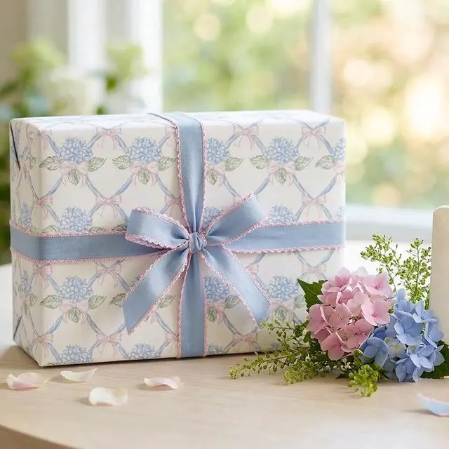 Alt view image 7 of 7 - Adurself 28 x 40 In Hydrangea Wrapping Paper -Not Roll- Pink Blue Vintage Flower & Plaid Assorted Design, Folded Flat Floral Gift Wrap Paper - 6 Jumbo Sheets for Birthday Wedding Baby Shower Gifts
