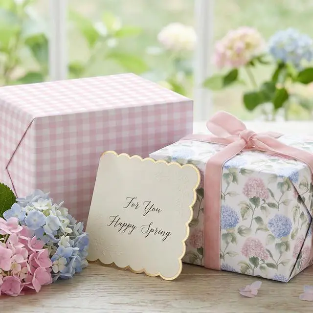 Alt view image 6 of 7 - Adurself 28 x 40 In Hydrangea Wrapping Paper -Not Roll- Pink Blue Vintage Flower & Plaid Assorted Design, Folded Flat Floral Gift Wrap Paper - 6 Jumbo Sheets for Birthday Wedding Baby Shower Gifts