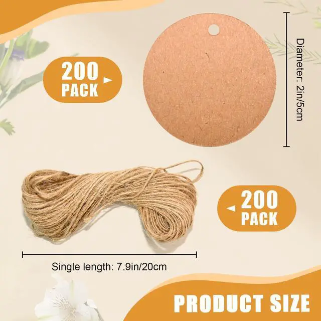 Alt view image 2 of 7 - 200pcs Kraft Gift Tags - Round Paper Tags