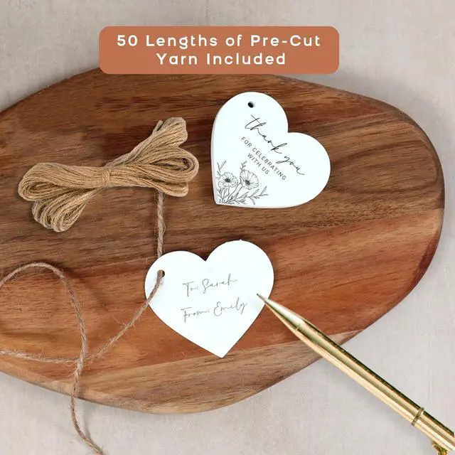 Alt view image 6 of 7 - 50 Heart Thank You Gift Tags with String Attached, Small Thank You for Celebrating with Us Gift Bag Tags for Presents and Personalized Party Favors - Baby Shower, Wedding, Bridal Shower, Birthday