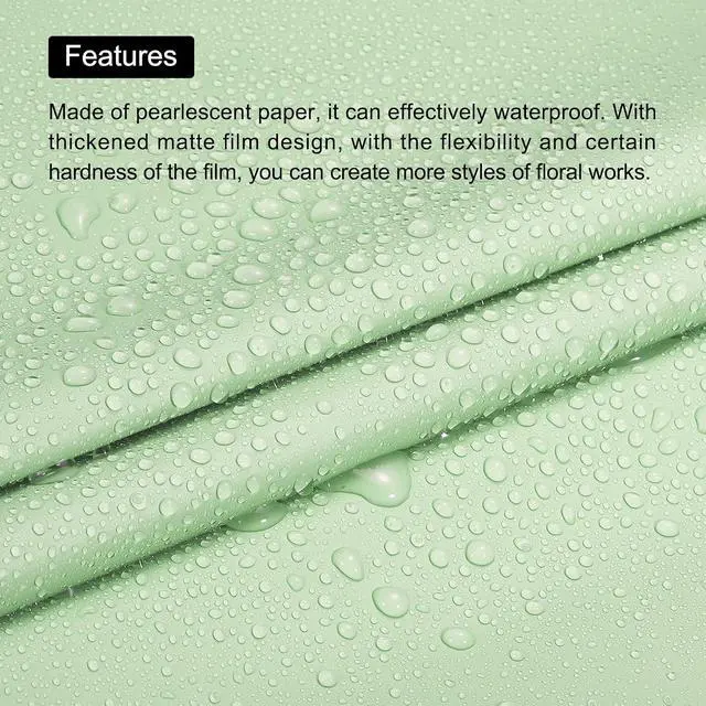 Alt view image 5 of 7 - MECCANIXITY 10 Pcs Flower Wrapping Paper 22.8x22.8 Inch Waterproof Florists Wrapping Paper for Florist Bouquet Supplies, DIY Crafts, Gift/Gift Box Packaging Light Green