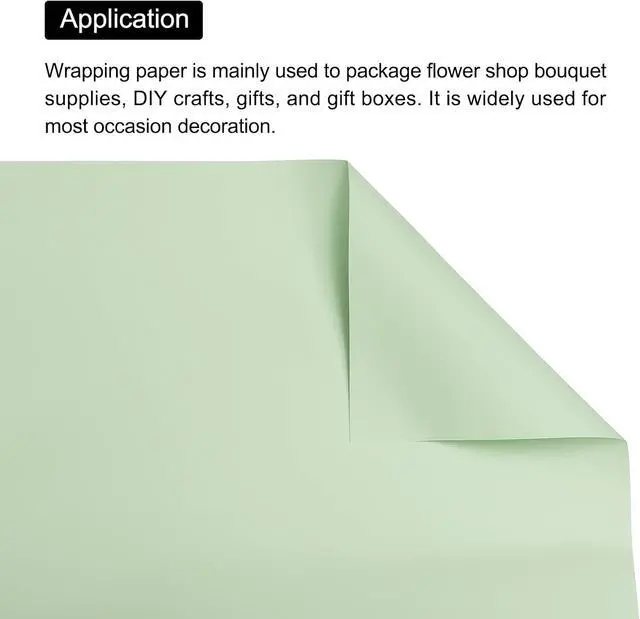 Alt view image 4 of 7 - MECCANIXITY 10 Pcs Flower Wrapping Paper 22.8x22.8 Inch Waterproof Florists Wrapping Paper for Florist Bouquet Supplies, DIY Crafts, Gift/Gift Box Packaging Light Green