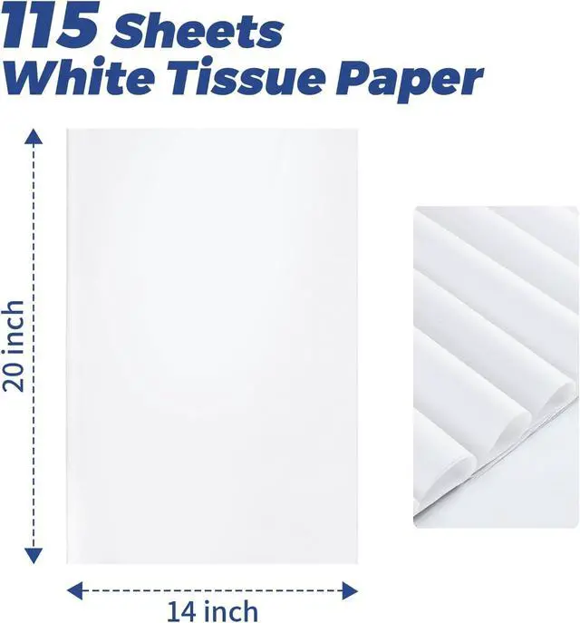 Alt view image 3 of 7 - Simetufy 115 Sheets White Tissue Paper for Gift Bags Packaging 14 x 20 Inch