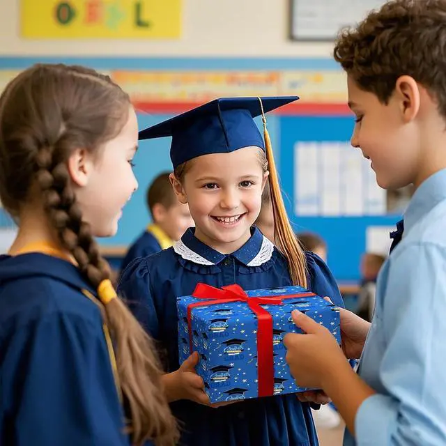 Alt view image 3 of 6 - ZINTBIAL 2026 Graduation Wrapping Paper - Blue and Gold Gift Wrapping Paper With Black Mortarboard Caps,Congratulations Design Perfect for Graduation Party Celebration - 20 x 29 Inch, 6 Folded Sheets