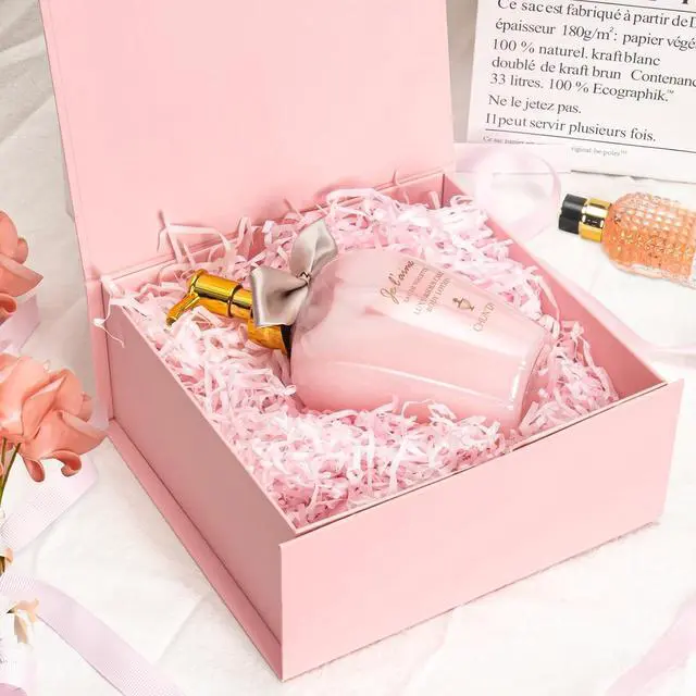 Alt view image 6 of 7 - Pink Gift Boxes with Lids Pack of 1, 6x6x3 Inches Small Gift Box with Ribbon, Collapsible Gift Boxes with Magnetic Closure for Presents, Bridesmaid Proposal Box for Family Mom Girlfriend