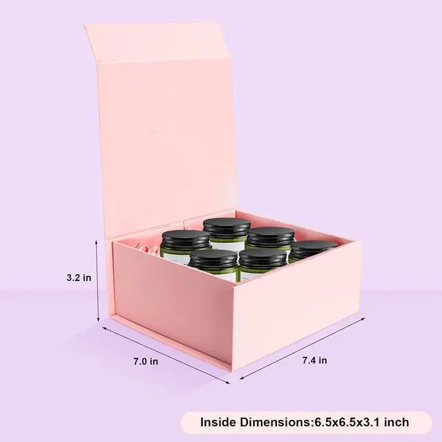 Alt view image 4 of 7 - Pink Gift Boxes with Lids Pack of 1, 6x6x3 Inches Small Gift Box with Ribbon, Collapsible Gift Boxes with Magnetic Closure for Presents, Bridesmaid Proposal Box for Family Mom Girlfriend