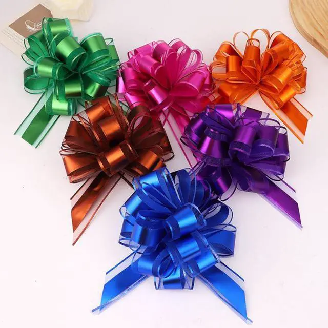 Alt view image 3 of 5 - GAKA 10 Pieces Black Pull Bow, 6 inch Big Pull Bows for Wrapping Gift or Flower Baskets Decorations, Christmas Valentine's Day Various Party Gift Flower Decorations