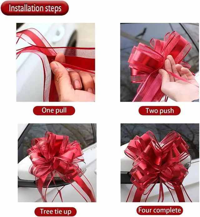 Alt view image 4 of 5 - GAKA 10 Pieces Black Pull Bow, 6 inch Big Pull Bows for Wrapping Gift or Flower Baskets Decorations, Christmas Valentine's Day Various Party Gift Flower Decorations