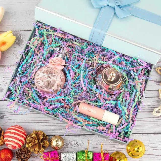 Alt view image 4 of 5 - Caleihd 1/2 LB Crinkle Cut Paper Shredded Filler Paper for Gift Baskets Gift Box Confetti Shreds Decoration Stuffing for Birthday, Weddings, Anniversaries, Christmas Wrapping Multi-color
