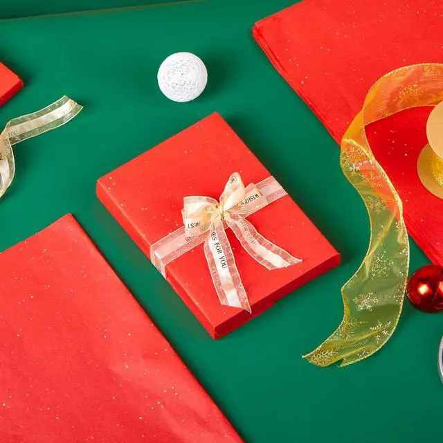 Alt view image 5 of 5 - SUNCOLOR 36 Sheets Glitter Red Tissue Paper for Gift Bags, 20 x 20 Inch Sparkling Tissue for Gift Wrapping, Crafts & Holiday Packaging
