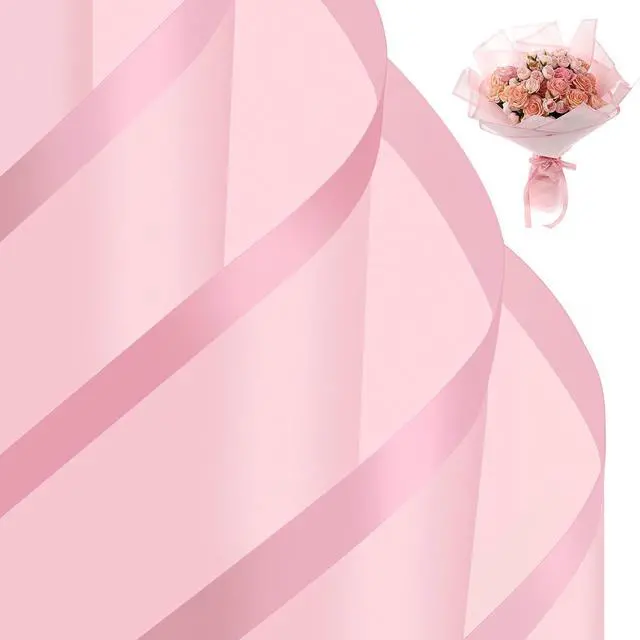 Main image of woric 25 Sheets Pink Floral Wrapping Paper,Waterproof Translucent