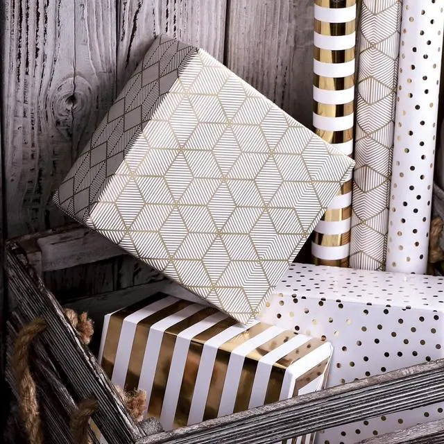 Alt view image 6 of 7 - MAYPLUSS Birthday Wrapping Paper, 17 in x 120in Per roll, Gold Gift Wrap