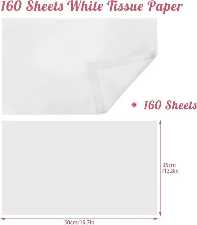 Alt view image 2 of 7 - woric 160 Sheets White Tissue Paper Bulk 14 X 20 Inches