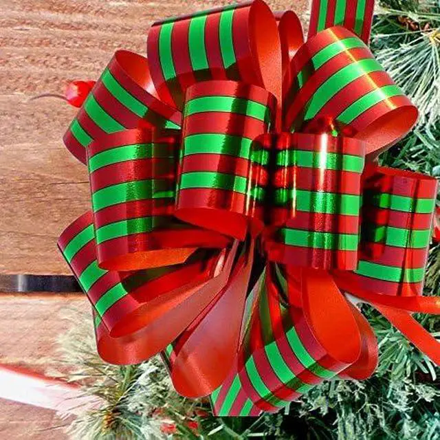 Alt view image 4 of 7 - GiftWrap Etc. Christmas Gift Pull Bows - 5" Wide, Set of 9, Red, Green, Gold, Stripes, Swirls, Gift Bows, Christmas Presents, Birthday, Boxing Day, Hanukkah, Wreath, Swag, Christmas Tree, Fundraiser