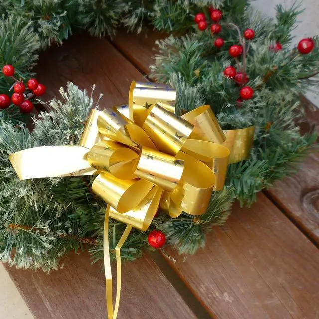 Alt view image 5 of 7 - GiftWrap Etc. Christmas Gift Pull Bows - 5" Wide, Set of 9, Red, Green, Gold, Stripes, Swirls, Gift Bows, Christmas Presents, Birthday, Boxing Day, Hanukkah, Wreath, Swag, Christmas Tree, Fundraiser