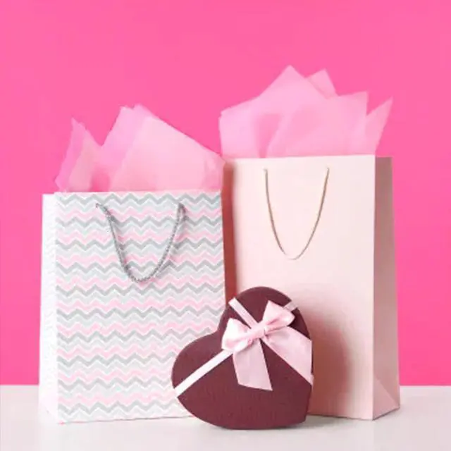 Alt view image 5 of 6 - 40 Sheets Pink Tissue Paper for Gift Bags Valentines Day Weddings Birthday Fall Decoration Sunflower DIY Art Crafts Packaging Wrapping Paper Bulk, 14 x 20 Inch