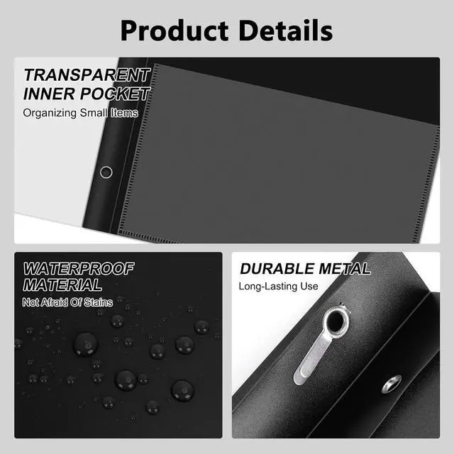Alt view image 3 of 7 - Ndsox 5 Packs Clear Front Report Covers with 3-Prong Fasteners, Plastic Project Presentation Folders Resume Document Covers with Black Back for 8.5" x 11" Letter Size Paper for School Office Business
