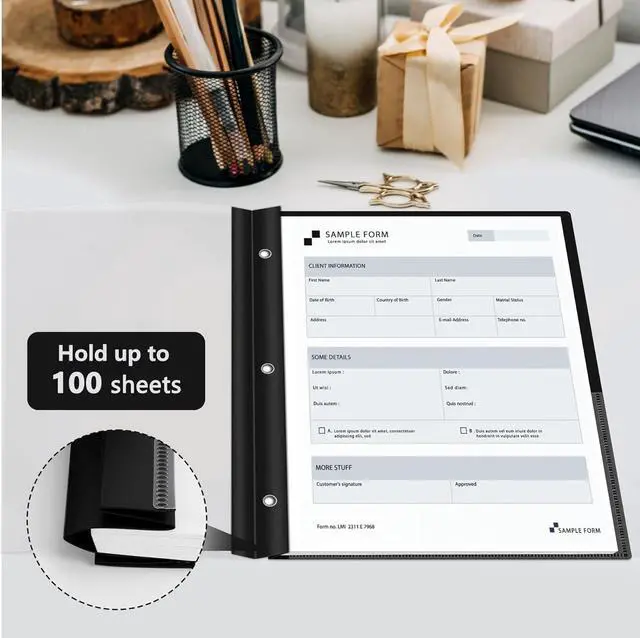 Alt view image 6 of 7 - Ndsox 5 Packs Clear Front Report Covers with 3-Prong Fasteners, Plastic Project Presentation Folders Resume Document Covers with Black Back for 8.5" x 11" Letter Size Paper for School Office Business