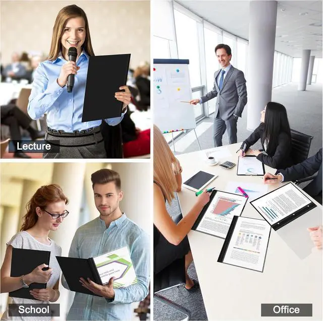 Alt view image 7 of 7 - Ndsox 5 Packs Clear Front Report Covers with 3-Prong Fasteners, Plastic Project Presentation Folders Resume Document Covers with Black Back for 8.5" x 11" Letter Size Paper for School Office Business