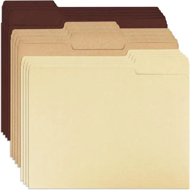 Main image of 12 Pcs Brown File Folders Letter Size Colored Manilla File Folders with 1/3-cut Tabs Decorative File Pockets for Office School Business Home Organizer (12, Brown Series)