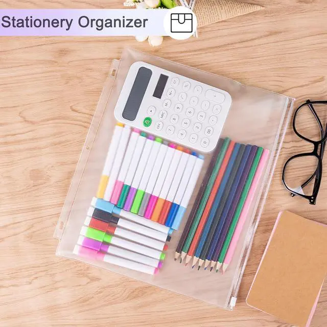 Alt view image 6 of 7 - Antner 8 Pack Clear Letter Size Binder Pockets 3 Ring Binder Zipper Pouch Document Organizer, Waterproof PVC 3-Hole Loose Leaf File Bags Insert Sleeves Page Sheet Protectors Business Office Supplies