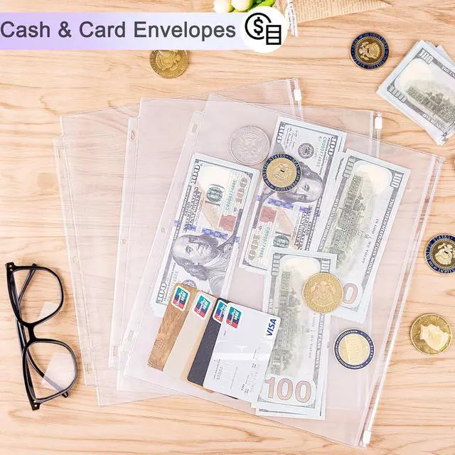 Alt view image 7 of 7 - Antner 8 Pack Clear Letter Size Binder Pockets 3 Ring Binder Zipper Pouch Document Organizer, Waterproof PVC 3-Hole Loose Leaf File Bags Insert Sleeves Page Sheet Protectors Business Office Supplies