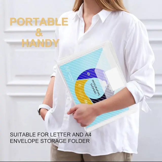 Alt view image 2 of 7 - 10 Pack, Clear Plastic Envelopes File Folders, HeavyDuty Document Holder with Label Pockets for Letter and A4 Size, Document Folder for School Home Work Office Organizer (10)