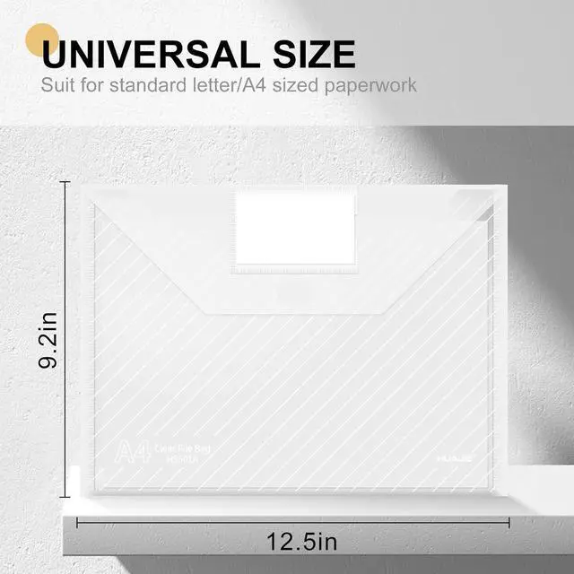 Alt view image 3 of 7 - 10 Pack, Clear Plastic Envelopes File Folders, HeavyDuty Document Holder with Label Pockets for Letter and A4 Size, Document Folder for School Home Work Office Organizer (10)