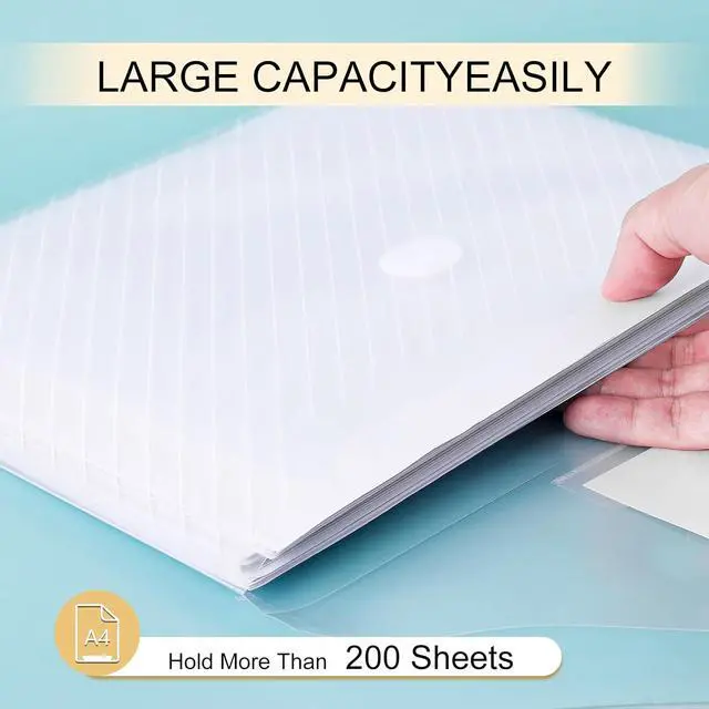 Alt view image 5 of 7 - 10 Pack, Clear Plastic Envelopes File Folders, HeavyDuty Document Holder with Label Pockets for Letter and A4 Size, Document Folder for School Home Work Office Organizer (10)