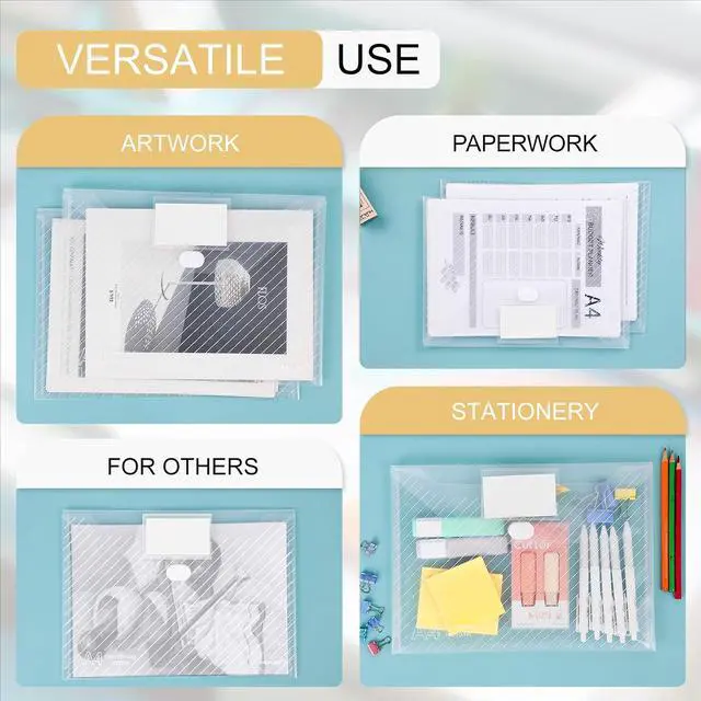 Alt view image 6 of 7 - 10 Pack, Clear Plastic Envelopes File Folders, HeavyDuty Document Holder with Label Pockets for Letter and A4 Size, Document Folder for School Home Work Office Organizer (10)