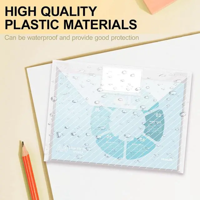 Alt view image 7 of 7 - 10 Pack, Clear Plastic Envelopes File Folders, HeavyDuty Document Holder with Label Pockets for Letter and A4 Size, Document Folder for School Home Work Office Organizer (10)