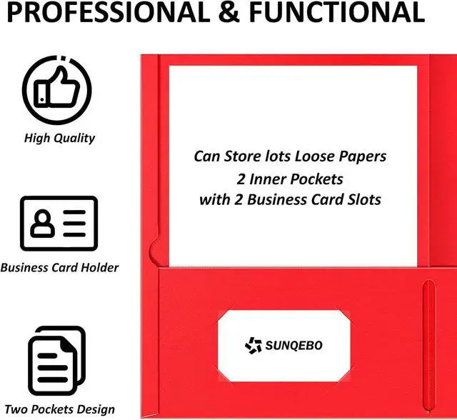 Alt view image 5 of 7 - 2 Pocket Folders, 5 Pack Folders with Pockets, Textured Paper File Folders
