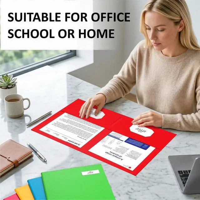 Alt view image 6 of 7 - 2 Pocket Folders, 5 Pack Folders with Pockets, Textured Paper File Folders