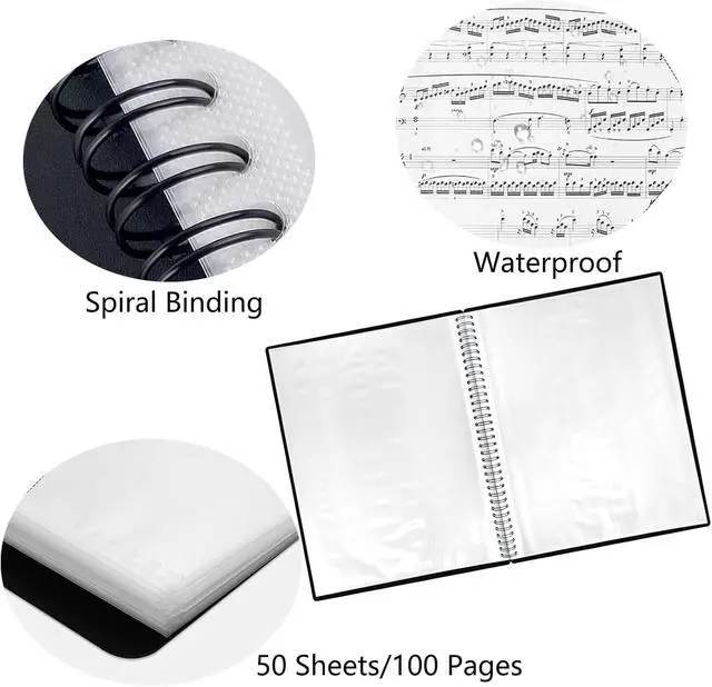 Alt view image 3 of 7 - 50 Pockets Portfolio Binder with Plastic Sleeves, Presentation Book Display 100 Pages File Folder for Artwork, Sheet Music, Document, Diamond Painting (50 Pockets Portfolio Binder)