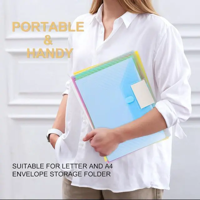 Alt view image 2 of 7 - 10 Pack, Plastic Envelopes File Folders, HeavyDuty Document Folder for Letter and A4 Size, Clear Document Holder with Label Pockets for School Home Work Office Organizer (10)