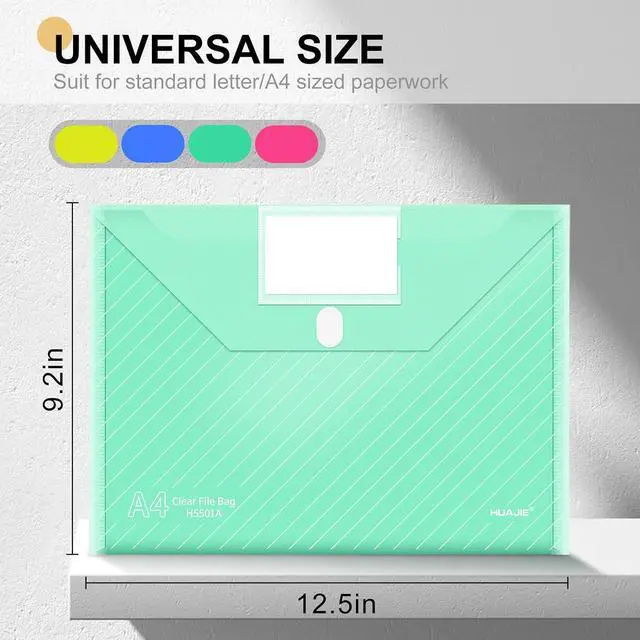 Alt view image 3 of 7 - 10 Pack, Plastic Envelopes File Folders, HeavyDuty Document Folder for Letter and A4 Size, Clear Document Holder with Label Pockets for School Home Work Office Organizer (10)