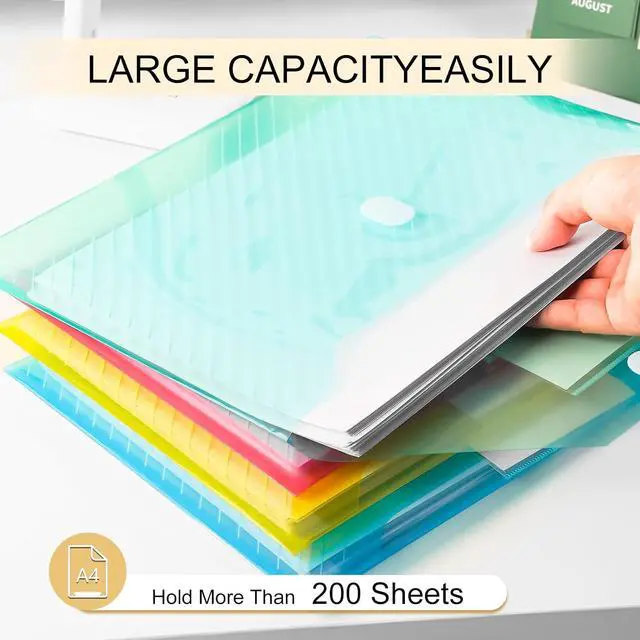 Alt view image 5 of 7 - 10 Pack, Plastic Envelopes File Folders, HeavyDuty Document Folder for Letter and A4 Size, Clear Document Holder with Label Pockets for School Home Work Office Organizer (10)