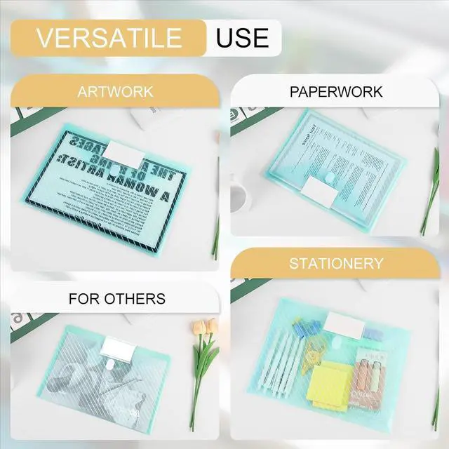 Alt view image 6 of 7 - 10 Pack, Plastic Envelopes File Folders, HeavyDuty Document Folder for Letter and A4 Size, Clear Document Holder with Label Pockets for School Home Work Office Organizer (10)