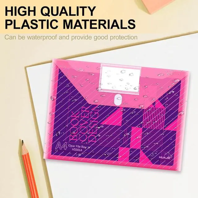 Alt view image 7 of 7 - 10 Pack, Plastic Envelopes File Folders, HeavyDuty Document Folder for Letter and A4 Size, Clear Document Holder with Label Pockets for School Home Work Office Organizer (10)