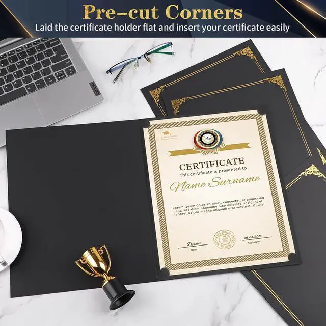 Alt view image 4 of 7 - 10 Packs Certificate Holders, Black Certificate Covers, Diploma Holders