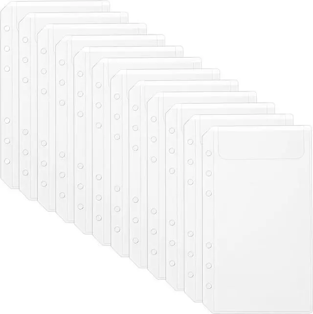 Main image of 12 Pieces A6 Clear Binder Insert Pocket - 6 Hole No Zipper Envelope for Planner, Budgeting, Saving, Financial Record, Document Organization, Journaling, Specimen, Stamp, Photo, and Postcard