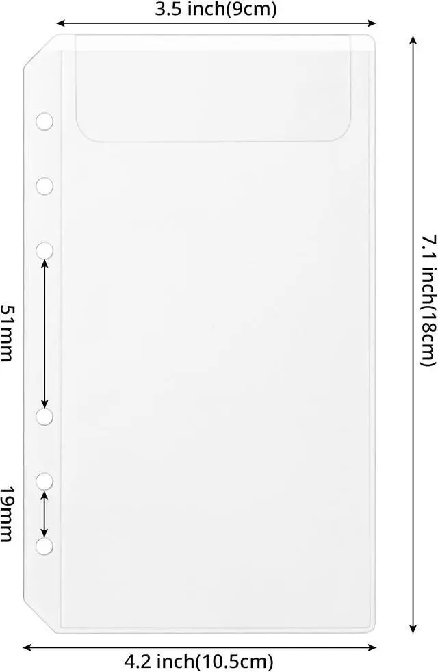 Alt view image 2 of 6 - 12 Pieces A6 Clear Binder Insert Pocket - 6 Hole No Zipper Envelope for Planner, Budgeting, Saving, Financial Record, Document Organization, Journaling, Specimen, Stamp, Photo, and Postcard